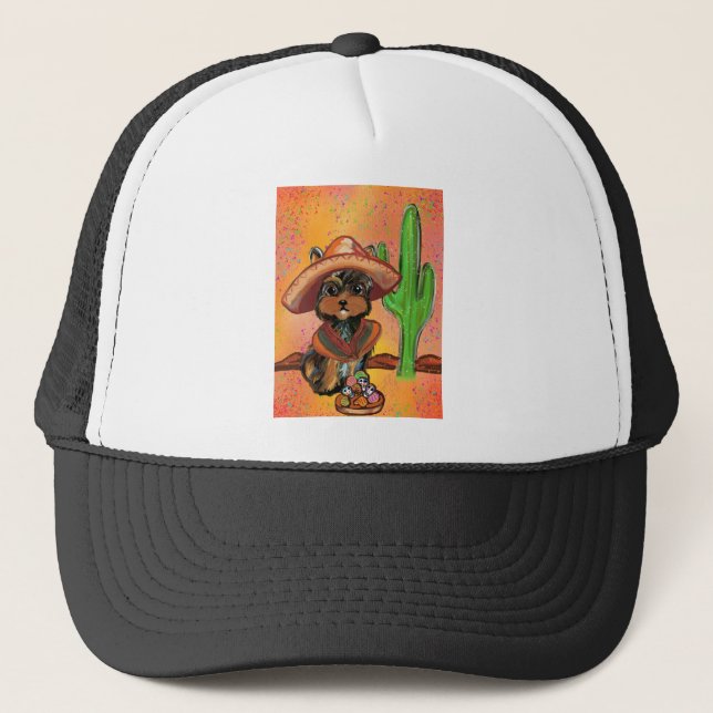 Yorkie poo mexico trucker hat (Front)