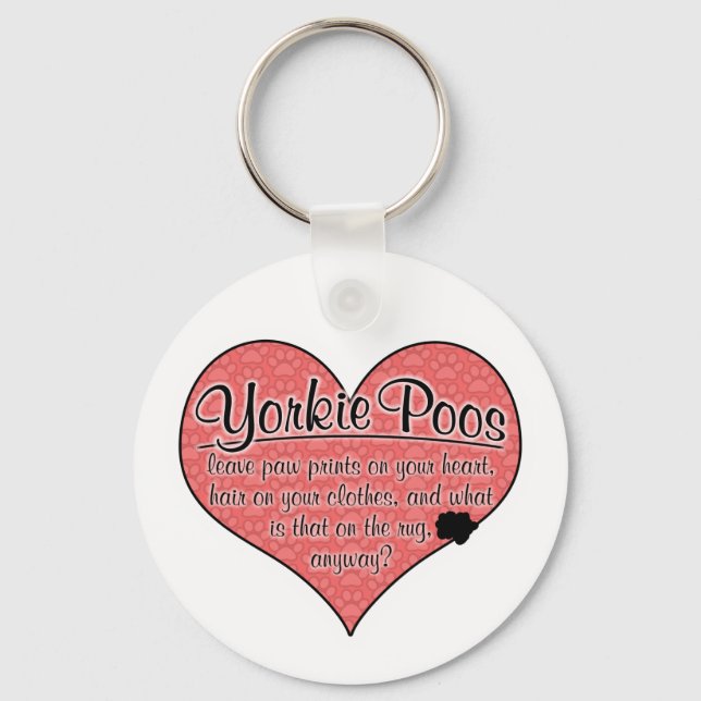 Yorkie Poo Paw Prints Dog Humour Key Ring (Front)
