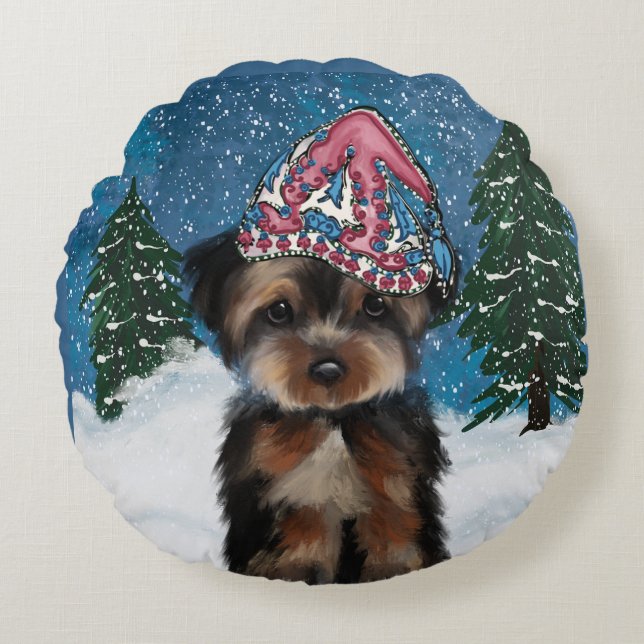 YORKIE POO ROUND CUSHION (Front)