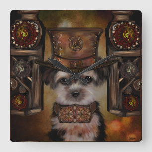 Yorkie Poo Square Wall Clock