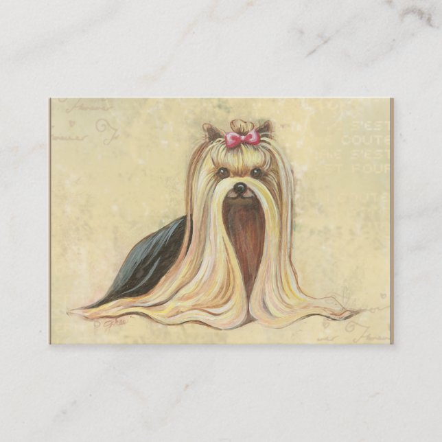 Yorkie Portrait Painting Business Card (Front)
