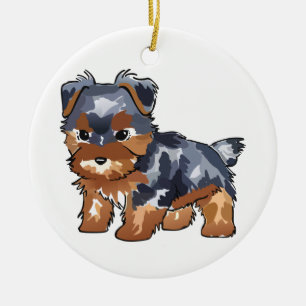 Yorkie Puppy Ceramic Tree Decoration