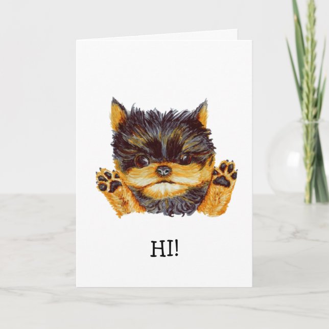 Yorkie Puppy Dog Greeting Card Valentine (Front)