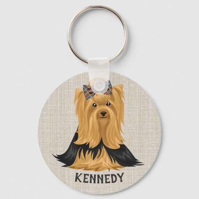 Yorkie Puppy | Dog Yorkshire Terrier Personalised Key Ring (Front)