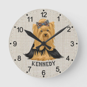 Yorkie Puppy Dog Yorkshire Terrier Personalised Round Clock