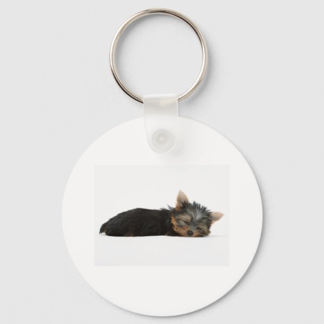 Yorkie Puppy Sleeping Key Ring (Front)