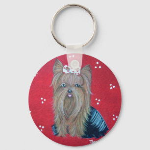 Yorkie red keychain