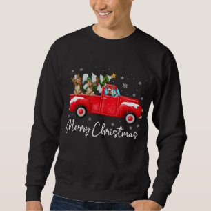 Yorkie Red Truck Christmas Santa Hat Dog Xmas Sweatshirt