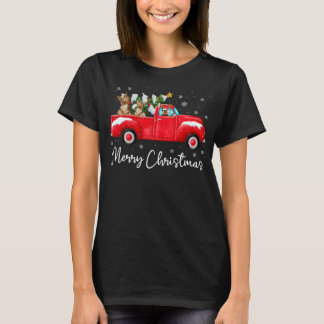Yorkie Red Truck Christmas Santa Hat Dog Xmas T-Shirt