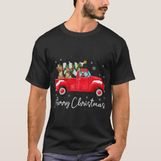 Yorkie Red Truck Christmas Santa Hat Dog Xmas T-Shirt
