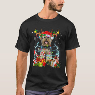 Yorkie Reindeer Christmas Tree Lights Pajama Dog X T-Shirt