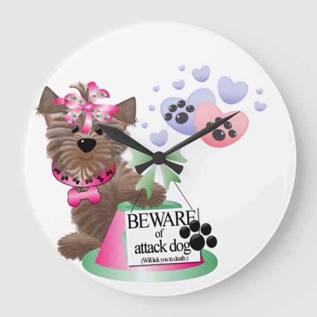Yorkie Round (Large) Clock (Front)