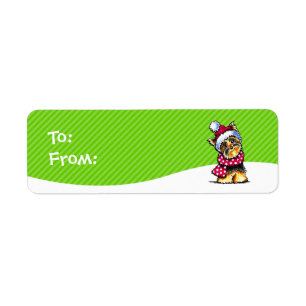 Yorkie Scarf Christmas Gift Tags To/From