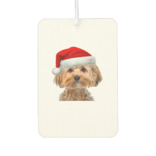 Yorkie Shirt Cute Dog Santa Hat Image Funny Christ Car Air Freshener