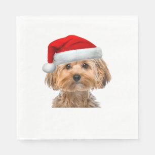 Yorkie Shirt Cute Dog Santa Hat Image Funny Christ Napkin