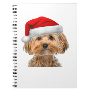 Yorkie Shirt Cute Dog Santa Hat Image Funny Christ Notebook