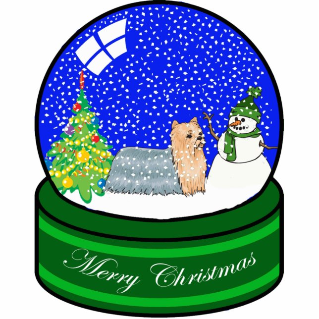 yorkie snow globe photo sculpture decoration (Front)