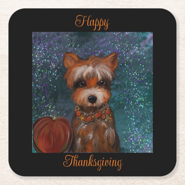 YORKIE          SQUARE PAPER COASTER (Front)