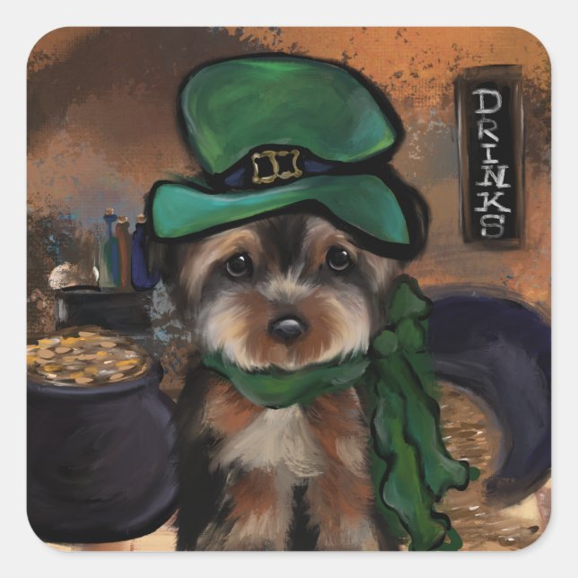 Yorkie         square sticker (Front)