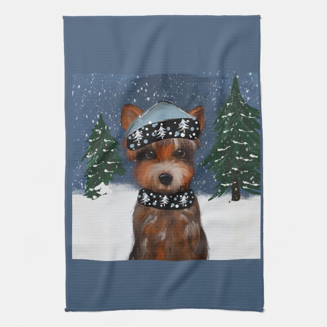 Yorkie    tea towel (Vertical)