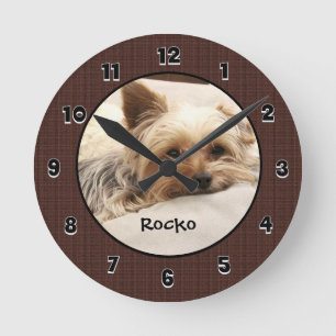 Yorkie Terrier Custom Round Clock