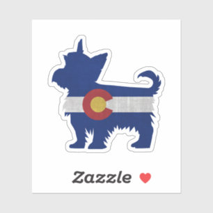 Yorkie Terrier Dog Breed Colorado Flag Silhouette