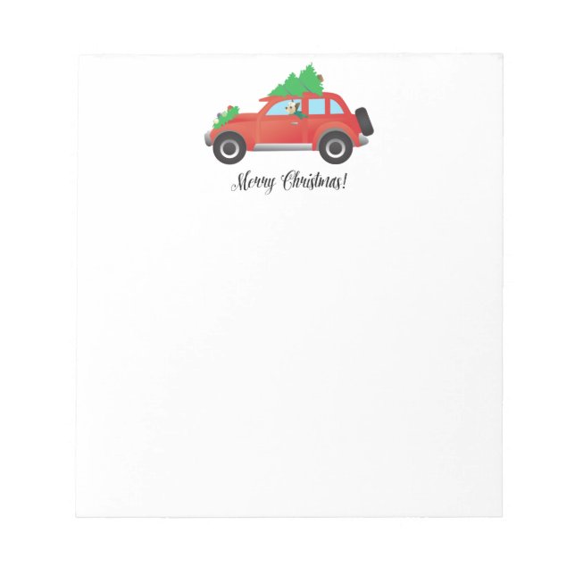 Yorkie Terrier dog Driving a Christmas Car Notepad (Front)
