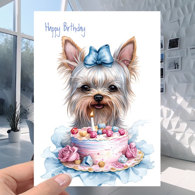 "Yorkie" the Yorkshire Terrier - Dog Cake Birthday Card (Creator Uploaded)