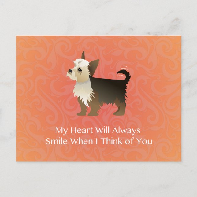 Yorkie Thinking of You Design. Postcard (Front)