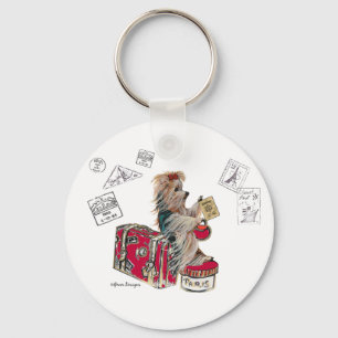 Yorkie Travelling Paris Key Ring