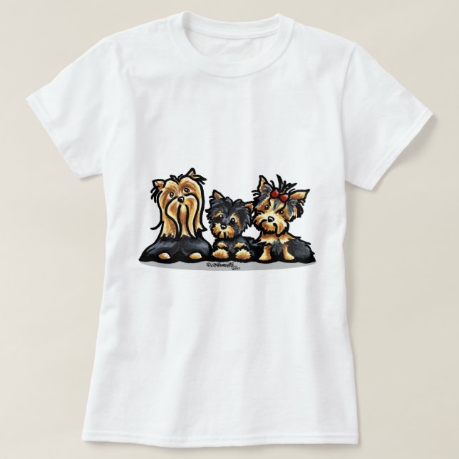 Yorkie Trio T-Shirt (Design Front)