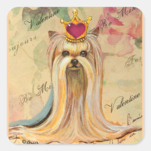 Yorkie Valentine Princess Art Gifts Square Sticker