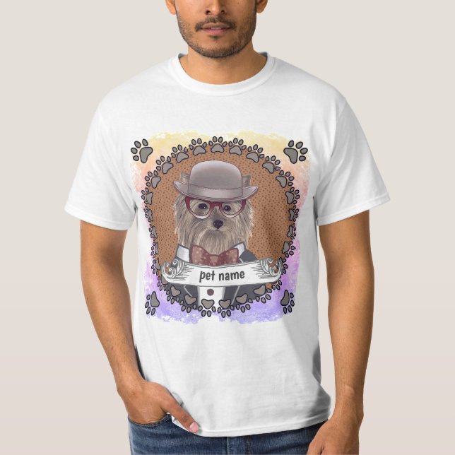 Yorkie Wearing Glasses T-Shirt (Front)