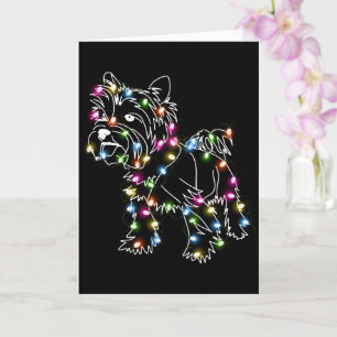 Yorkie With Christmas Light Yorkie Owner Cute Xmas Card