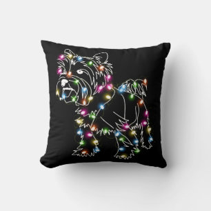 Yorkie With Christmas Light Yorkie Owner Cute Xmas Cushion