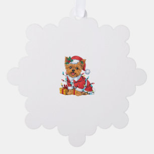 Yorkie Xmas Lighting Santa Yorkie Dog Christmas Tree Decoration Card
