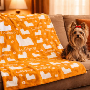 Yorkie Yorkshire Dog Orange Personalised Blanket