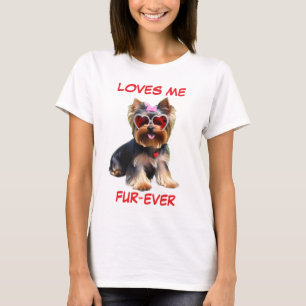 Yorkie Yorkshire Terrier Heart-Shaped Sunglasses T-Shirt