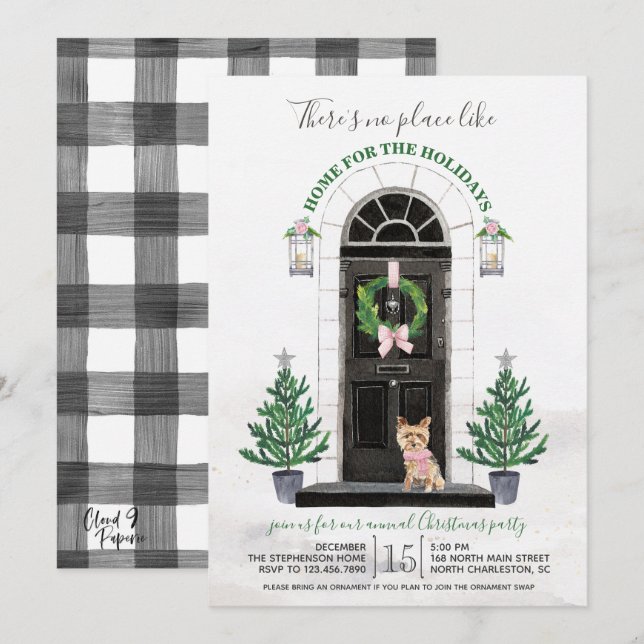 Yorkie Yorkshire Terrier Holiday Party Invitation (Front/Back)