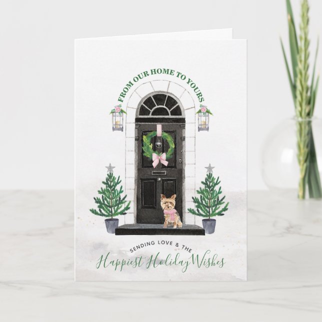 Yorkie Yorkshire Terrier Home for the Holidays Holiday Card (Front)