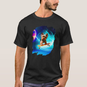 Yorkie Yorkshire Terrier Skateboarding Space Retro T-Shirt