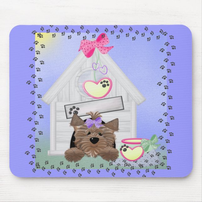 Yorkiegirl-doghouse Mouse Mat (Front)