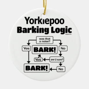 Yorkiepoo Barking Logic Ceramic Tree Decoration