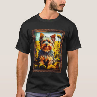 Yorkiepoo Painting Sunflower Flower Mum Women Flor T-Shirt