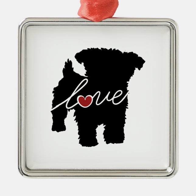 Yorkiepoo (Yorkie / Poodle) Love Metal Tree Decoration (Front)