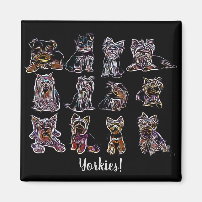 Yorkies! of All Types Throw Pillow Magnet (Front)