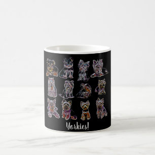 Yorkies! of All Types Throw Pillow Magnet Magic Mug