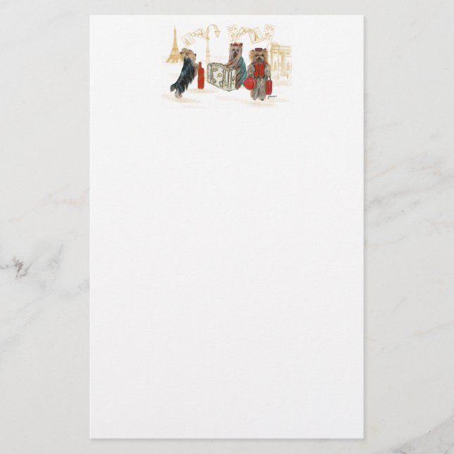 Yorkies Travelling Paris Stationery (Front)