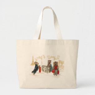 Yorkies Travelling Paris Tote Bag