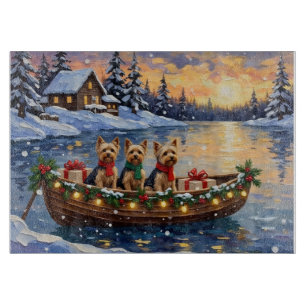 Yorkipoo Christmas Boat Holiday Cutting Board